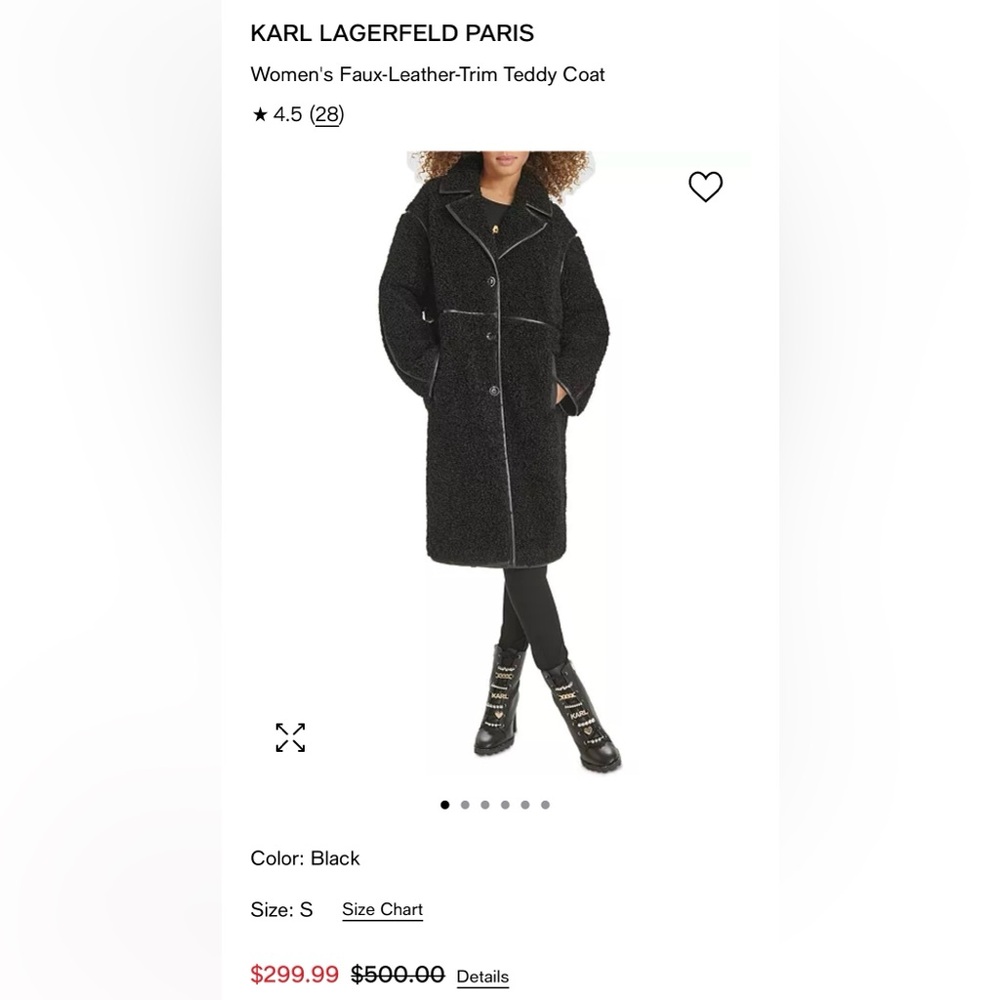 Black Faux Leather Trim Teddy Coat (NWT)